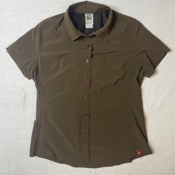 The North Face Tops - The‎ North Face Womens L/G Short Sleeve Hiking Shirt Olive Green Lightweight Top